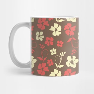 Botanic Floral Pattern Pink Yellow Brown Pastel Mug